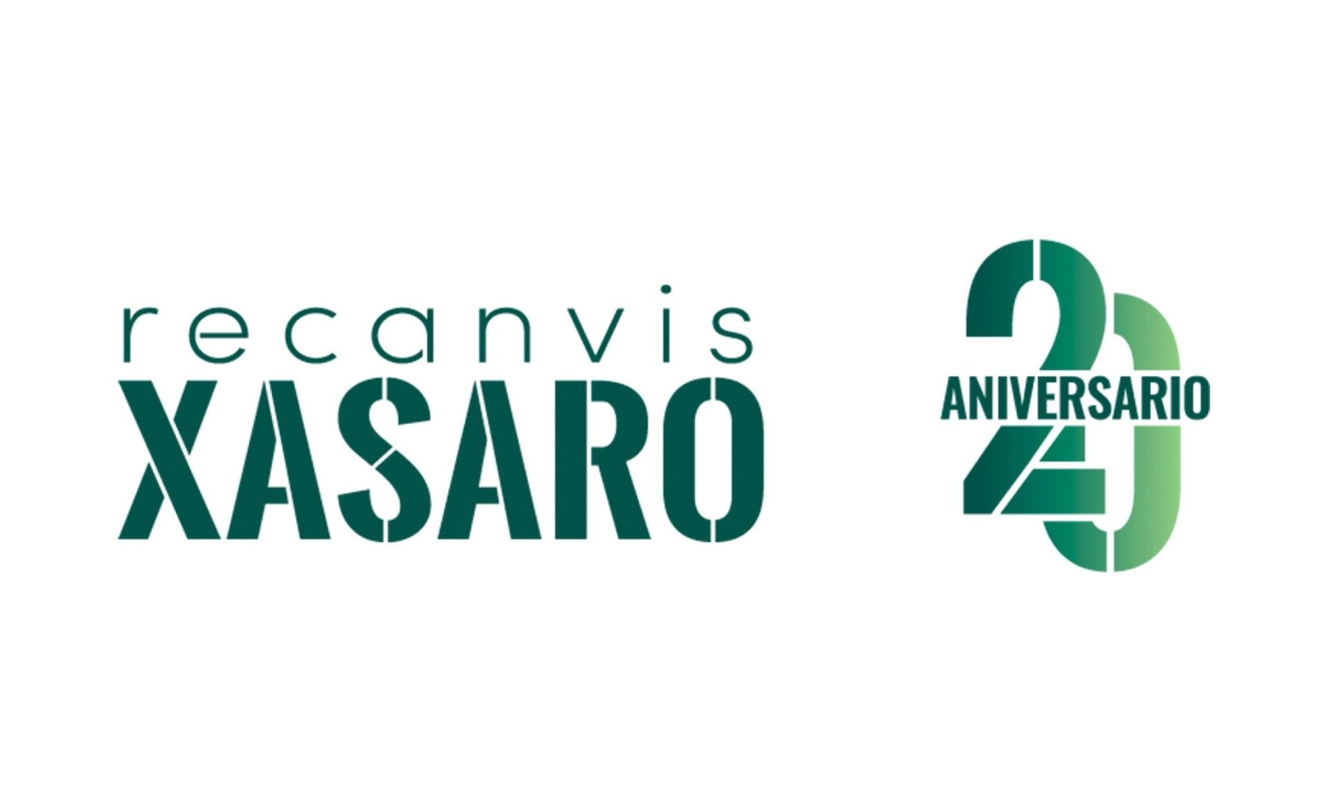 Nuevo logotipo Recanvis Xasaro con el icono del 20 aniversario